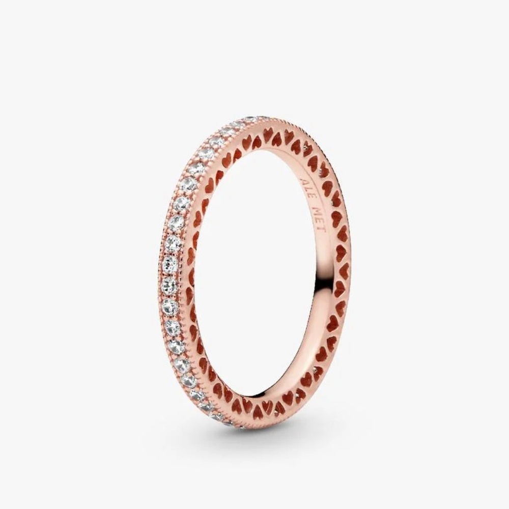 Pandora Sparkle & Hearts Ring Elegant Rose Gold with Sparkling Accents